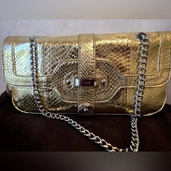 Rafe New York Gold Embossed Faux Snakeskin Chain handle $375
